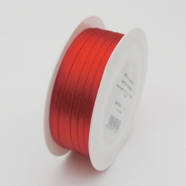 atlasová stuha 3 mm x 20 m - červená